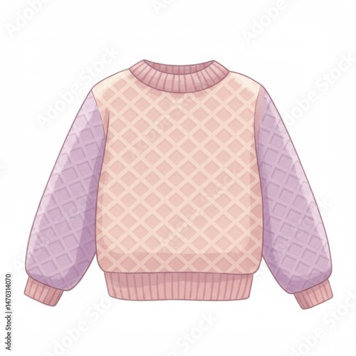 Pastel Pink and Purple Knit Sweater Illustration
