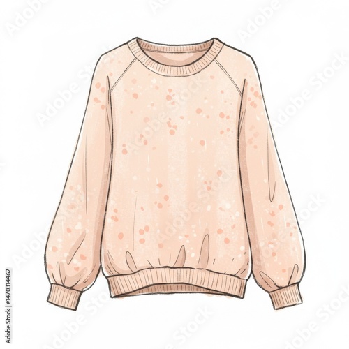Peach-Colored Sweater Illustration with Dot Pattern