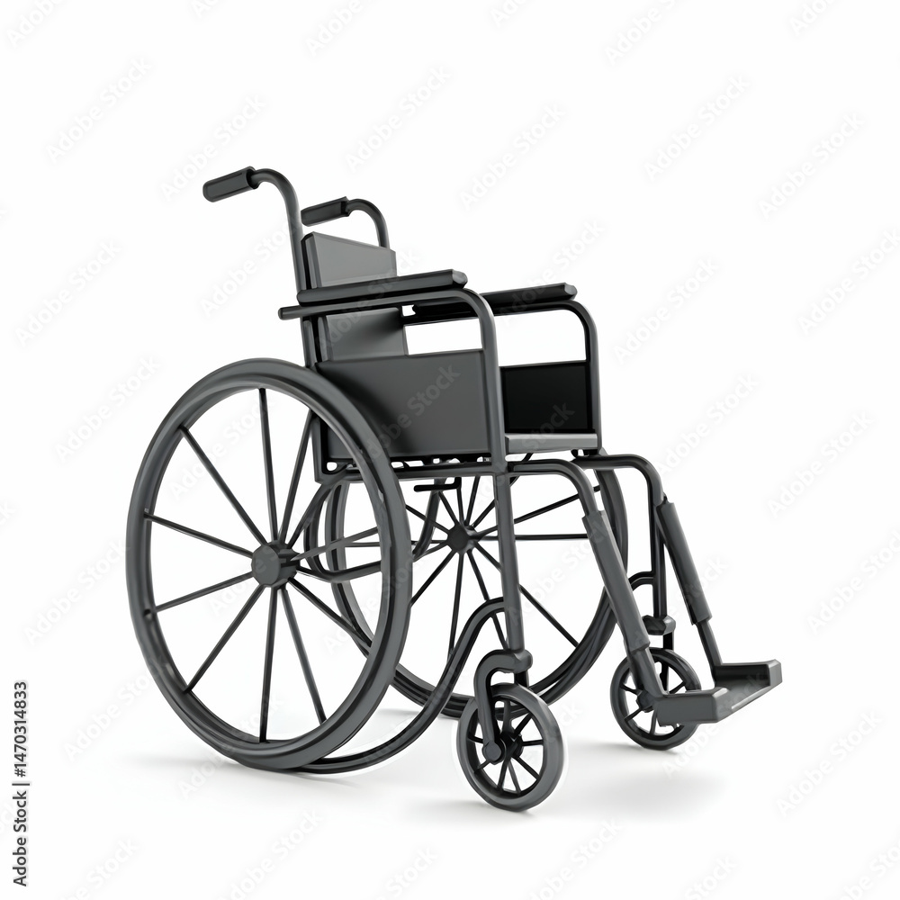 Fototapeta premium Wheelchair 3D icon isolated on white background symbolizing accessibility and mobility support