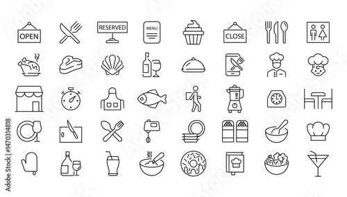 Restaurant icons depicting various culinary elements
