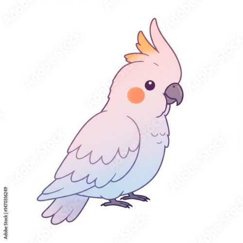 Pastel Pink and Blue Cockatoo Illustration