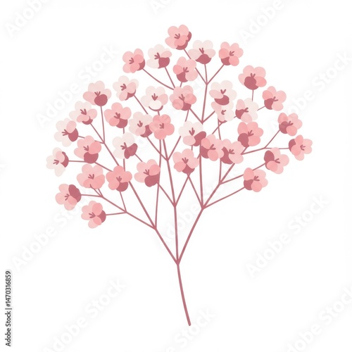 Delicate Pink and White Flower Bouquet Illustration