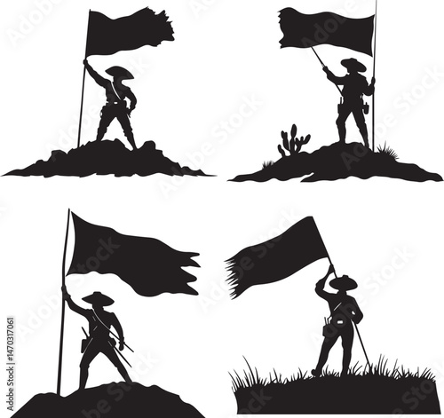 Vector illustration of a Winning flag in mountain