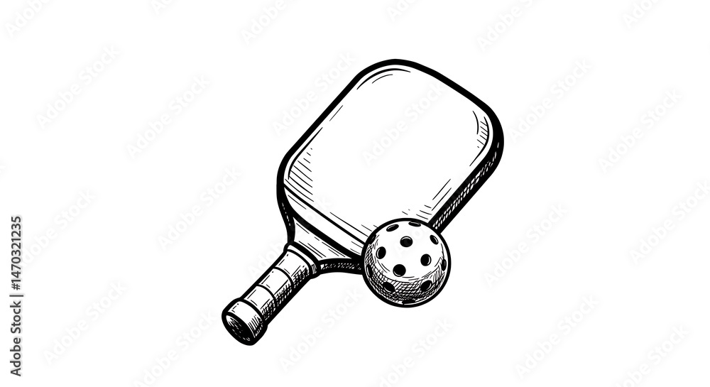 Obraz premium Pickleball Sketch: Ready to Serve AI Generated