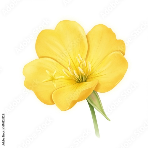 Bright Yellow Flower Closeup Illustration