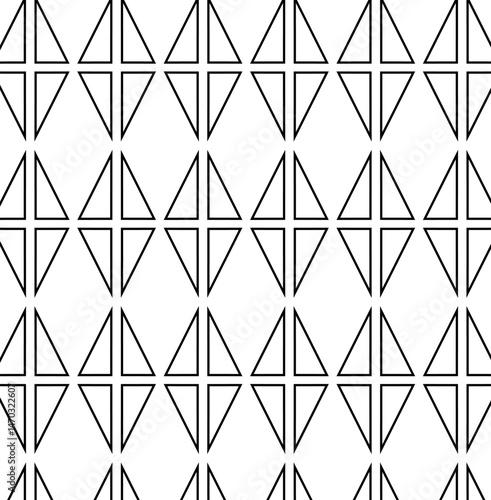 triangle Geometric seamless pattern. Repeating hexagon lattice. Geometry seamless pattern. Vector graphic line illustration. Black and white abstract vintage 1920. For logo, web, package, sticker.
