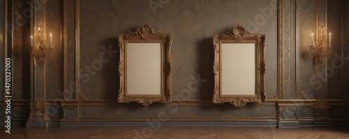 Elegant damask backdrop showcasing antique frames ,  design,  background