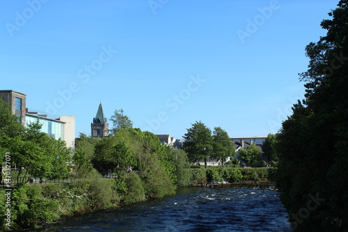 River Corrib with Church in background, Galway, Ireland photo