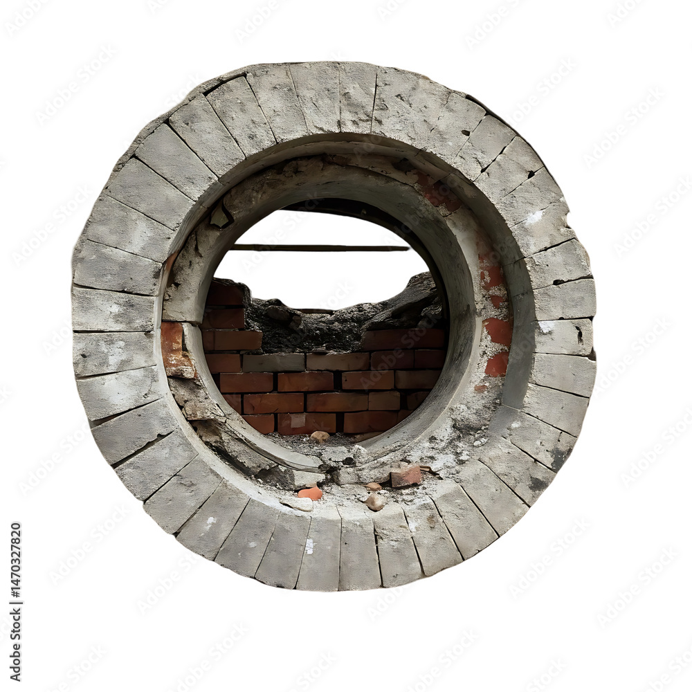 Obraz premium old brick wall isolated on transparent background