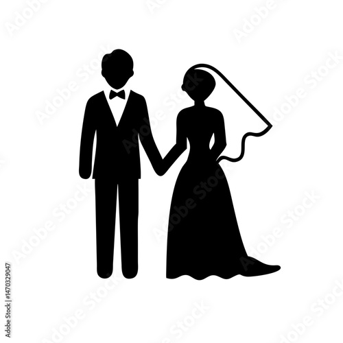bride and groom Wedding Couple Silhouette vector Icon