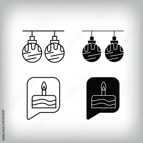 Birthday speech bubble, decoration and fun design. Simple linear and flat event celebration icon set.