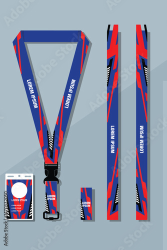 Lanyard blue template for events and company id card design EPS 10