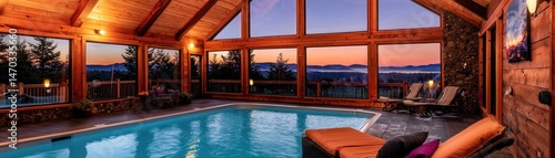 Wallpaper Mural A luxurious indoor swimming pool with panoramic scenic views Torontodigital.ca