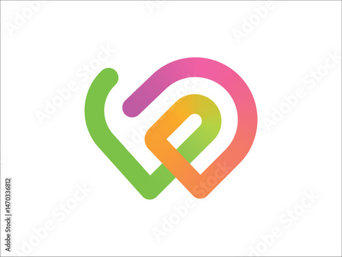 colorful wpd letter logo design