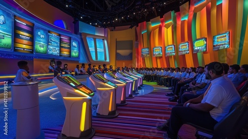 Colorful interactive quiz show arena