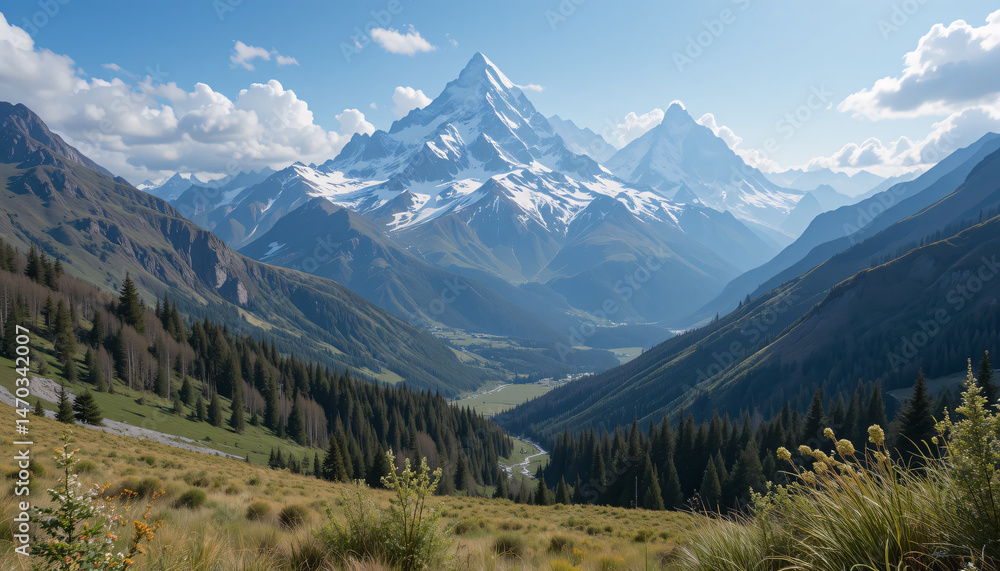 Fototapeta premium A mountain landscape in the alps.
