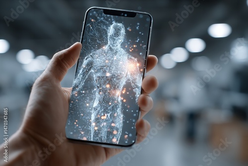 A smartphone is represented as a hand holding a phone that is utilizing an AI agent app with agentic autonomy. Generative Ai