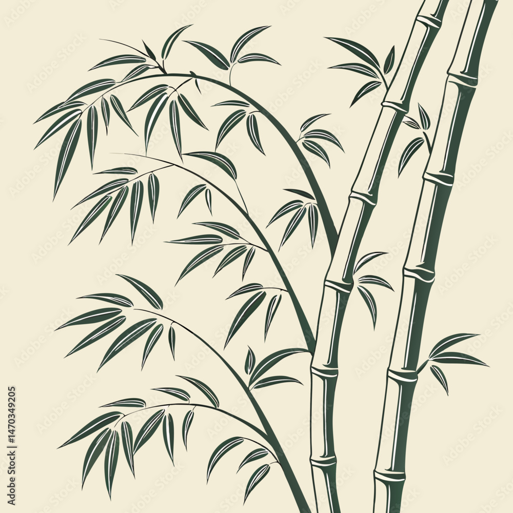 Obraz premium bamboo vector illustration
