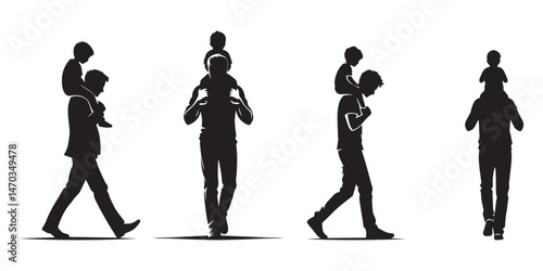 Father Holding Child on Shoulders Silhouette – Playful Family Bond