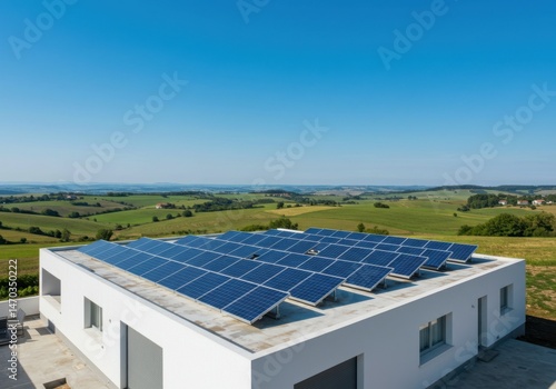 Wallpaper Mural Solar panel on rooftop for sustainable energy, with countryside view and clear sky Torontodigital.ca