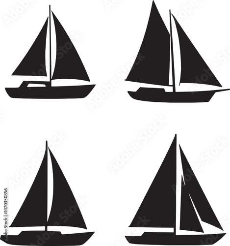 set of sailing boats