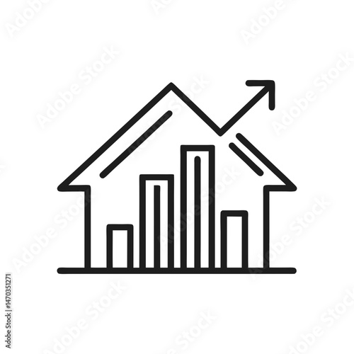 business graph icon line art vector silhouette