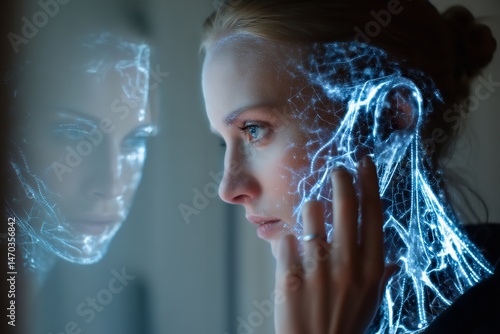 A holographic AI aide and agent that serves as a virtual representation during the singularity to demonstrate artificial intelligence and AGI. Generative Ai