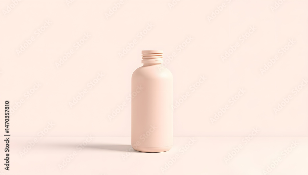 Blank matte cosmetic bottle with flip top cap mockup template for branding, 3d render illustration, papercraft. White tone Blank matte cosmetic bottle with flip top cap mockup template for branding, 3d render illustration, papercraft. White tone