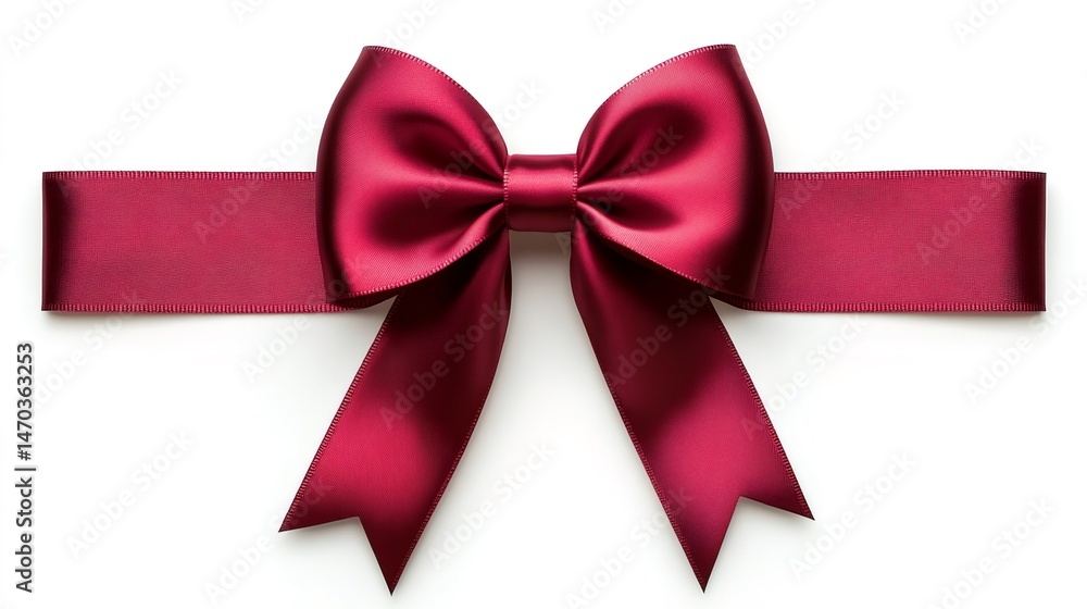 Burgundy bow and ribbon isolated on white background Burgundy bow and ribbon isolated on white background