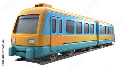 Cartoon Train on Tracks Modern Design Transportation