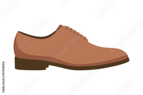 Brown Oxford Dress Shoe Classic Formal Leather Footwear Illustration