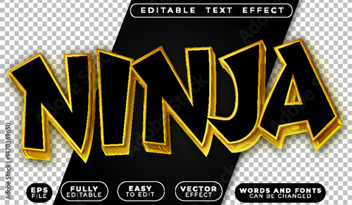  Ninja Warrior Sword Battle Black Fully Editable Vector Text File