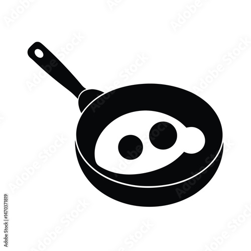 frying pan with eggs black silhouette