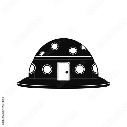 mars colony building black silhouette