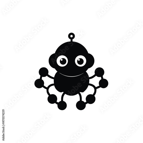 nano bot cluster black silhouette