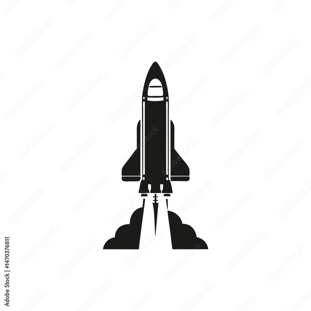 Obraz premium space shuttle launch black silhouette