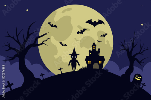 vector illustration of a halloween night