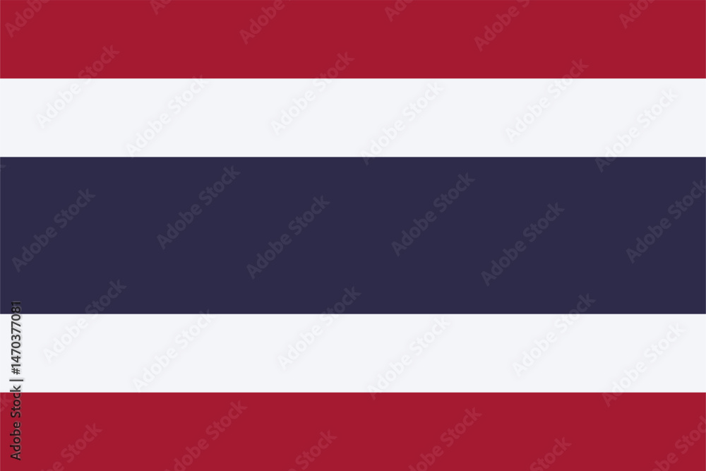 Naklejka premium The flag of Thailand, with accurate proportions and colors. Vector image.