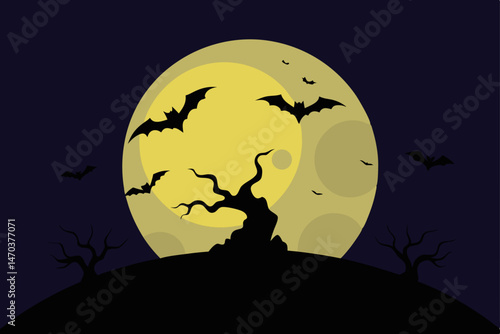 halloween night background with moon