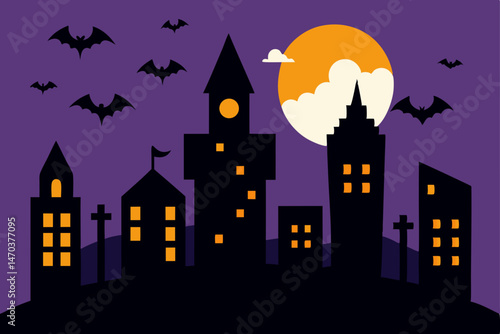 vector illustration of a halloween night