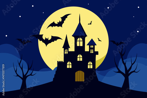halloween background with castle
