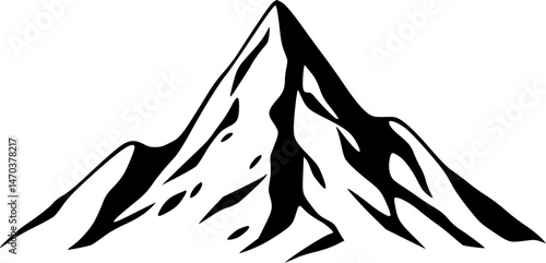 Mountain Peak Icon: Black and White Vector