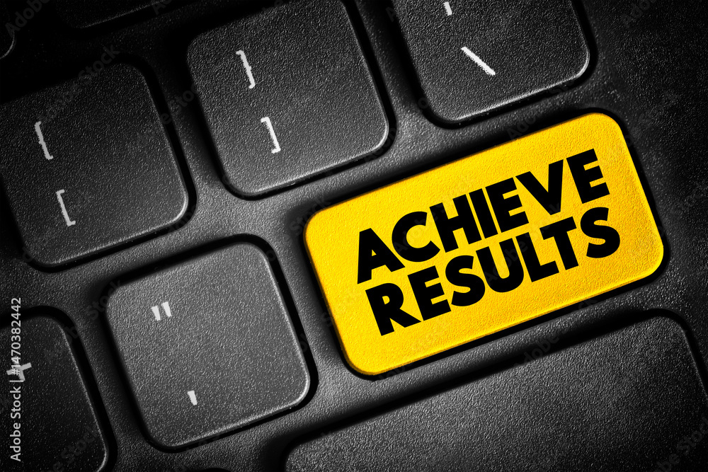 Fototapeta premium Achieve Results text concept button on keyboard for presentations and reports