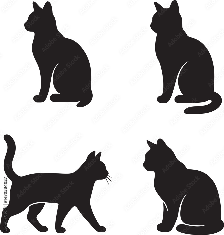 set of cats silhouettes set of cats silhouettes