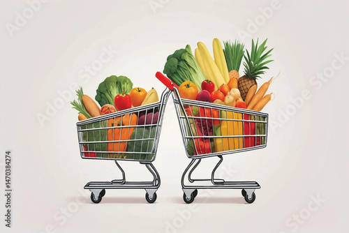 Shopping cart full of groceries
