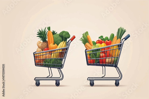 Shopping cart full of groceries