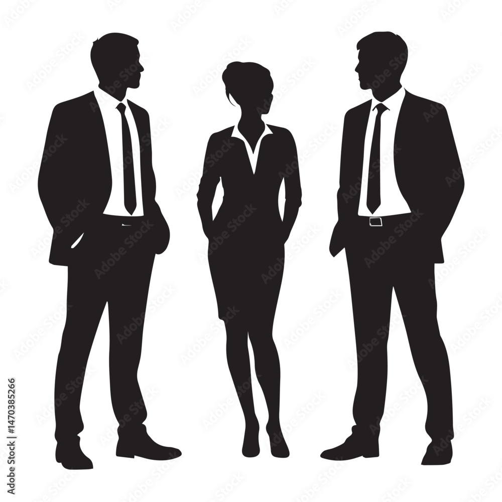 Vector silhouettes group of men and a women, business people set of vector Vector silhouettes group of men and a women, business people set of vector