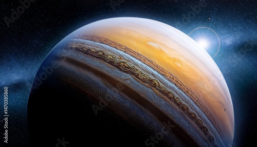 planet in space with visible atmosphere titan