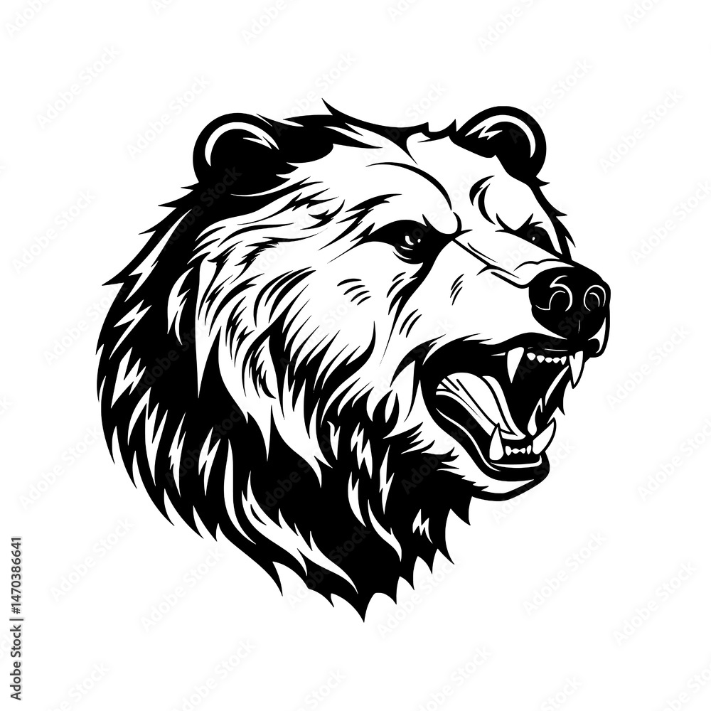 Obraz premium Angry Bear Head Vector Illustration