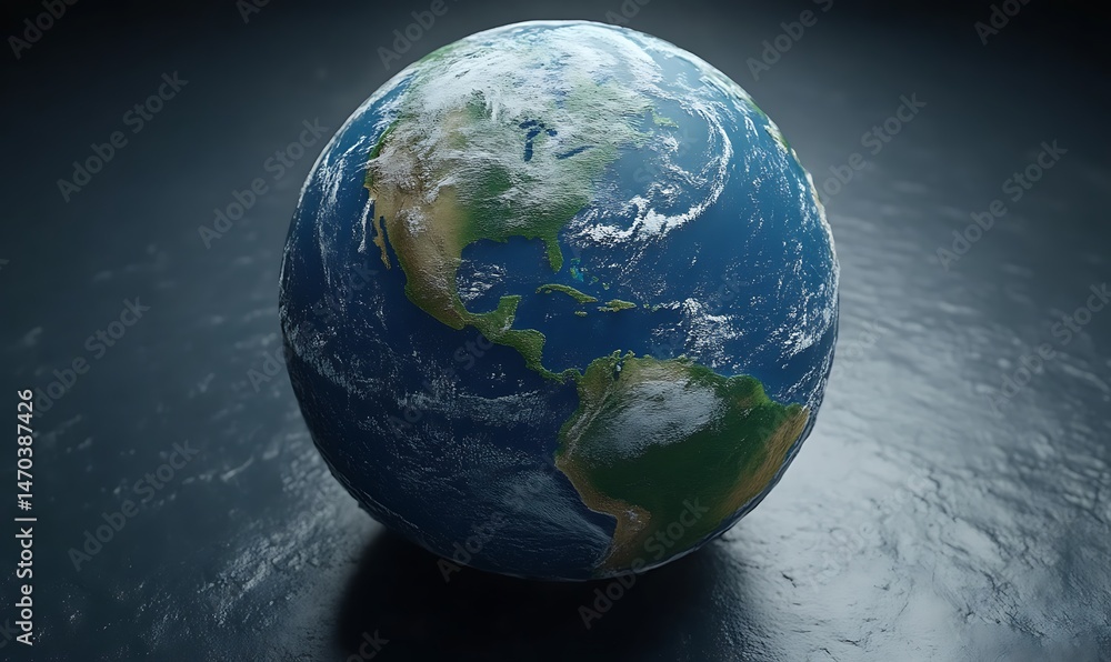 Fototapeta premium Earth View From Space Planet Continent Ocean